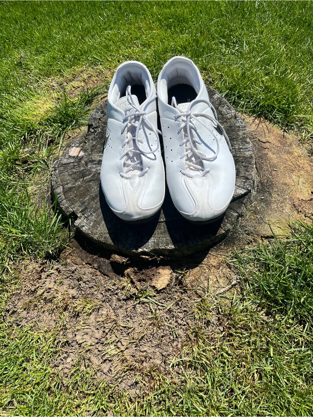 Nike Air White Sneakers with Black Swoosh Accents Size 11
